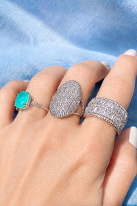 Anel Blue Zircônia Ródio Branco