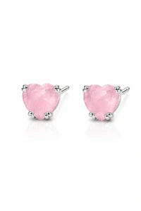 Brinco Coração Fusion Rosa Turmalina M Ródio