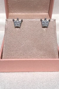 Brinco Coroa Zircônias Prata 925 Envelhecida