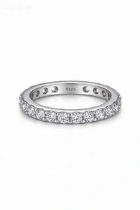 Anel Aliança Inteira Moissanite Aparador 2,5MM Prata 925 Ródio Branco