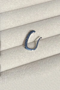 Fake Piercing Zircônias Fino Retangular Ródio Branco