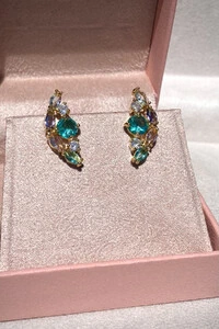 Brinco Earcuff Candy Colors Zircônias Ouro 18k