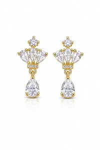 Brinco Gota Zircônias Ouro 18k