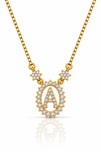 Colar Inicial Letra A Pequena Banhado no Ouro 18k