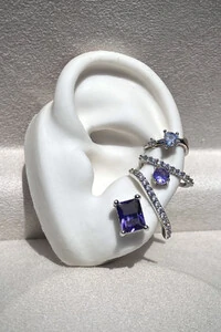 Fake Piercing Coração Zircônias Ródio Branco