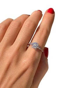 Anel Moissanite Estrela 7MM Prata 925 Ródio Branco
