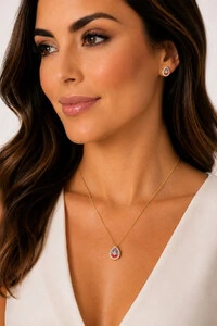 Conjunto Gota Colorida Ouro 18k