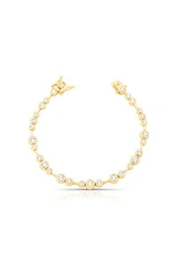 Pulseira Riviera Fio Faca Zircônias Ouro 18k