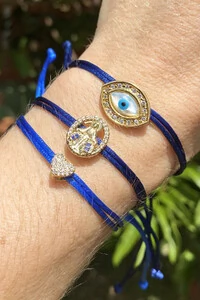 Pulseira Pingente Coração P Zircônias AZul Royal