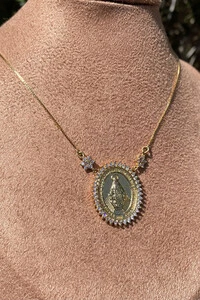 Colar NSra das Graças Zircônias Ouro 18k