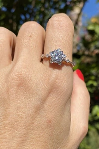 Anel Moissanite Estrela 7MM Prata 925 Ródio Branco