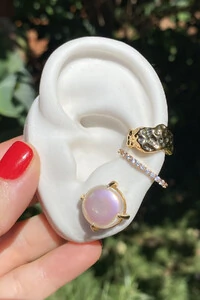 Brinco Botão Pérola Barroca Furtacor Ouro 18k