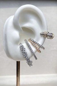 Brinco Earhook Duplo Ródio Branco