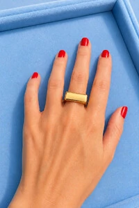 Anel Retangular Liso Ouro 18k