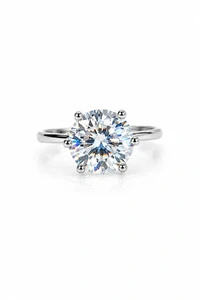 Anel Solitátio Moissanite 10 MM Prata 925 Ródio Branco