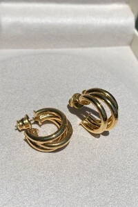 Brinco Argola Tripla M Ouro 18k