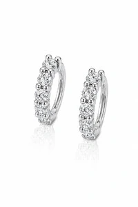 Brinco Argolinha Moissanite Prata 925 com Ródio branco