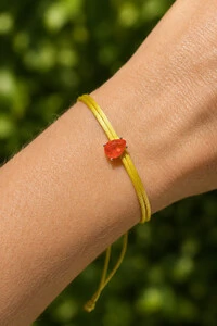 Pulseira Cordão Amarelo Gota Fusion Coral Prata 925
