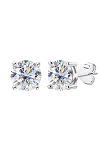 Brinco Luara Ponto Luz 10mm Moissanite Prata 925 com Ródio branco