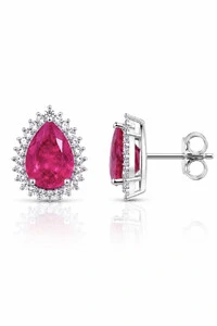 Brinco Gota Fusion Pink Zircônia Ródio Branco