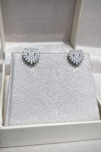 Brinco Coração Zircônias Prata 925