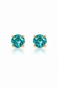 Brinco Ponto luz 5MM Turmalina Zircônia Ouro 18k