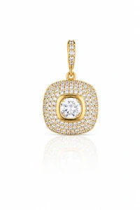Pingente Quadrado Zircônias Banhado Ouro 18k