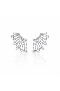 Brinco Earcuff Gotas Zircônias Ródio Branco
