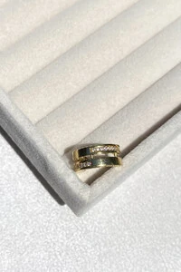 Fake Piercing Blue Zircônias Dourado