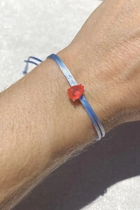Pulseira Cordão Azul Claro Gota Fusion Coral Prata 925