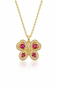 Colar Pingente Borboleta Zircônias Ouro 18k