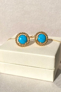 Colar Aro Pingente Turquesa Ouro 18k