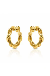 Brinco Argola Tubo Torcida Ouro 18k