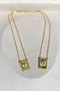 Colar Escapulário Pingentes Cruz e Coração Raiado Ouro 18k