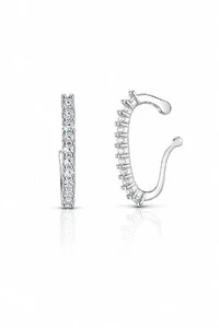 Fake Piercing Earhook Zircônias Ródio Branco