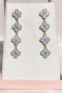 Brinco Trevos Zircônias Ouro 18k