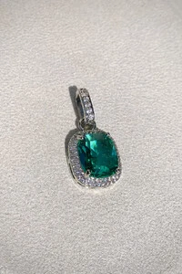 Pingente Quadrado Turmalina Zircônias Ródio Branco