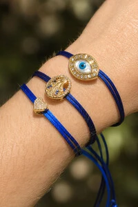 Pulseira Pingente Coração P Zircônias AZul Royal