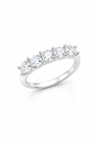 Anel Moissanite Aparador com 5 pedras 4MM Prata 925 Ródio Branco