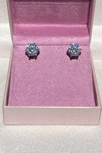 Brinco Ponto Luz 8mm Moissanite Prata 925 com Ródio branco