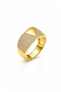 Anel Triângulo Zircônia Ouro 18k