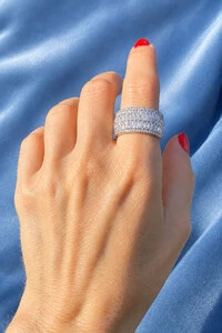 Anel Blue Zircônia Ródio Branco