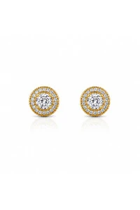 Brinco Ponto Luz Girassol Zircônia ouro 18k