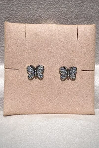 Brinco Borboletas Zircônias Prata 925 Envelhecida