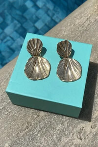 Brinco Gota frisos Ouro 18k