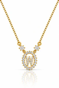 Colar Inicial Letra W Pequena Banhado no Ouro 18k