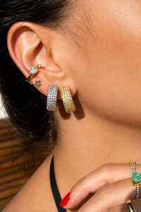 Fake Piercing Coração Zircônias Ródio Branco