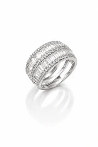 Anel Blue Zircônia Ródio Branco