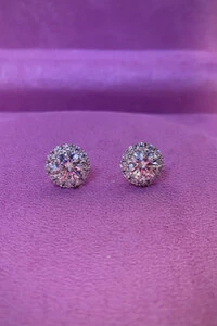 Brinco Ponto Luz 10mm Moissanite Prata 925 com Ródio branco