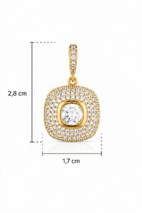 Pingente Quadrado Zircônias Banhado Ouro 18k